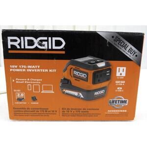 Ridgid 18V 175 Watt Power Inverter Kit W/2Ah Battery & Charger NIB